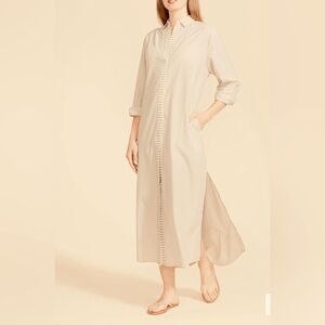 Sitano Women’s Tan Stripes Shirt Dress 3/4 Sleeve Size XS